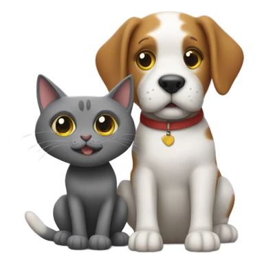 dog and cat with a book  sticker