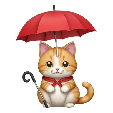 cat holding an umbrella sticker
