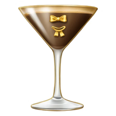gold rimmed espresso martini glass with gold bow sticker