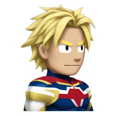 very developed gutes of All Might from the back sticker