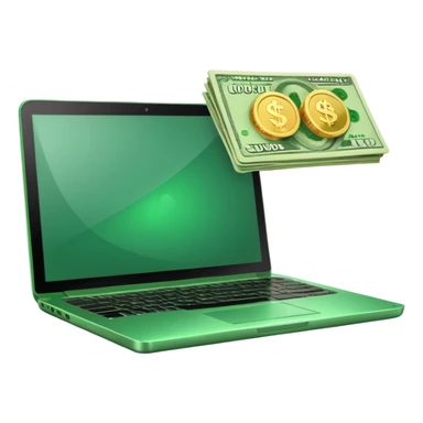 green laptop with black friday deals with coins and money tab open on it sticker