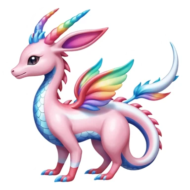 Shiny Sparkly beautiful gorgeous ethereal Rainbow Scaley Exotic Aurorus-Sylveon-Milotic-Dragonair-Fakémon-hybrid-creature (full body) sticker