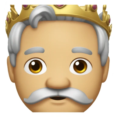 create a emoji of an old chubby man with black hair and black mustache and beard wearing a crown like a king sticker
