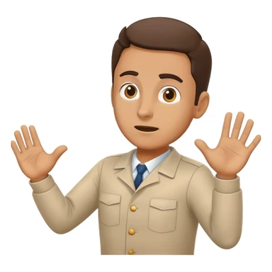 an italian train employee reaching his hand out and running toward us looking very stressed showing that we should wait sticker