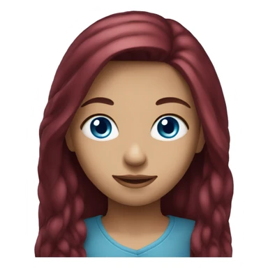  girl with burgundy long hair and blue eyes sticker
