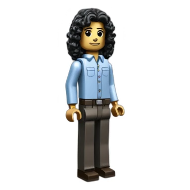 Programmer Lego like long curly dark hair sticker