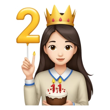 Asian girl long brunette hair 21st birthday  sticker