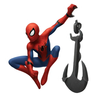 Spider man sitting on a large hook sticker
