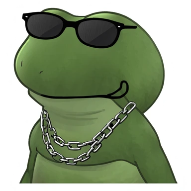 punk frog with sunglasses, chain necklace, urban vibe sticker
