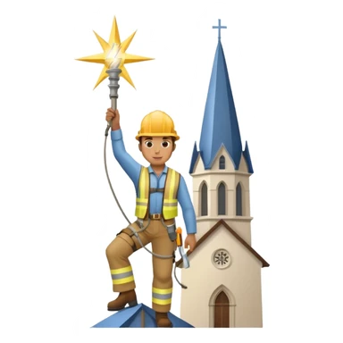 steeplejack man lightning conductor on a church spire sticker