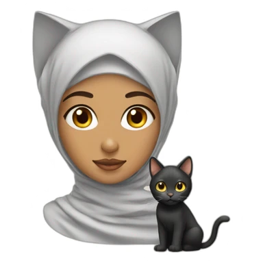 hijabi girl with a cat on head sticker