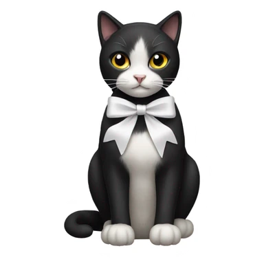 black cat with white bow sticker