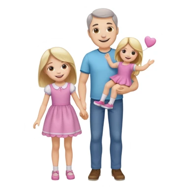 father and daughter playing dolls full body sticker