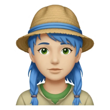 messy green full face clay mask and tourist hat blue hair  sticker