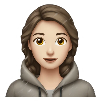 pale skin and brown haired woman in a super heavy snowstorm almost not seen sticker