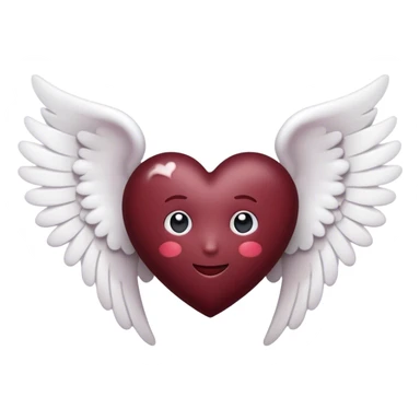 Deep maroon emoji heart with a little angel inside  sticker