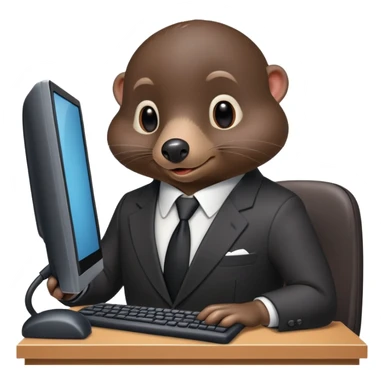 mole dressed like a spy using computer chat sticker