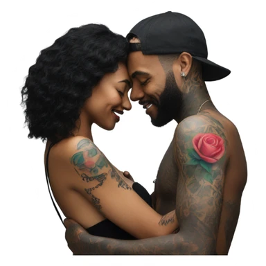 Photo model tattooed couple hugging  sticker