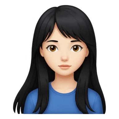 Girl long black hair with side bangs sticker