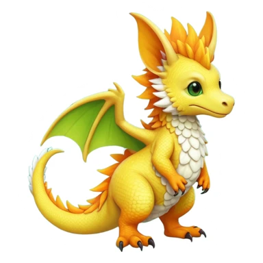 Orange-Banana-Pear-themed "Dutch Angel Dragon"-"Vernid"-"Trico"-furry-Fakémon-hybrid-creature (full body) sticker