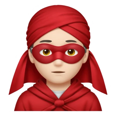 boy wearing red cloth over eyes sticker