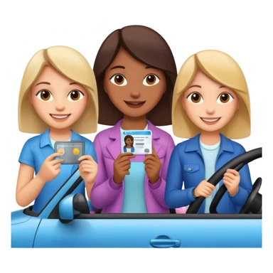 different girsl holding a driver license sticker
