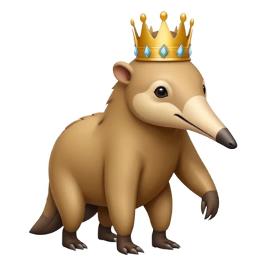 Anteater walking around and wearing a crown sticker