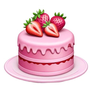 pink cake with strawberry sticker