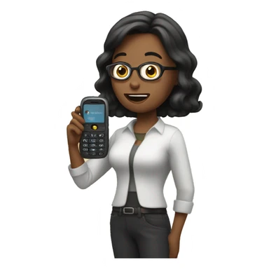 jenit holding a large phone and calling john pork sticker