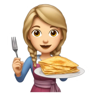 russian woman holding crepes sticker