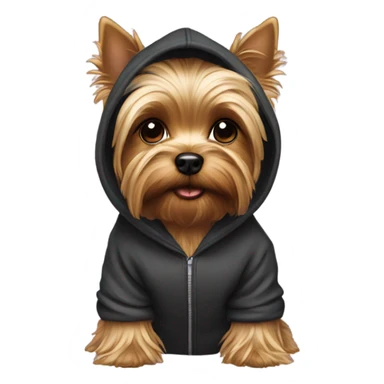 Yorkie with a hoodie sticker