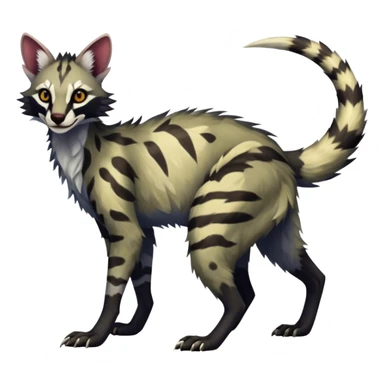 Feral Rare Fantasy dark vibrant Vernid-Sergal-Genet-species by LiLaiRa, random markings, tufted ears, full body, 4 legs sticker