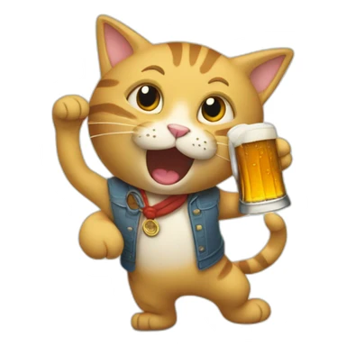 Un chat debout qui boit une biere sticker