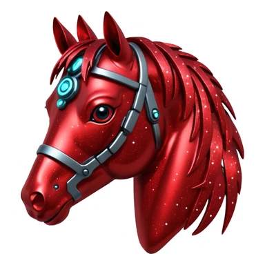 red glitter cyberpunk horse sticker