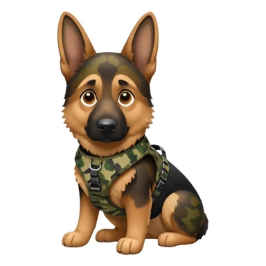 German shepherd with camo harness  sticker