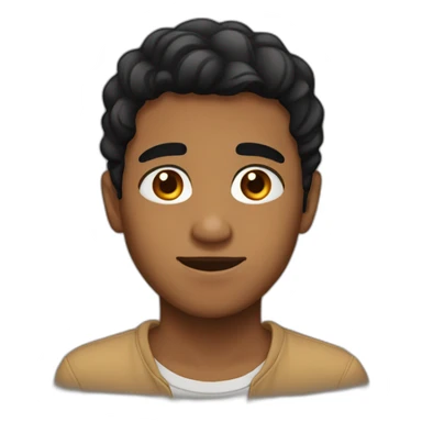 half brown boy with brown eyes and half black hair sticker