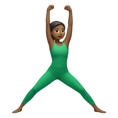A girl does stretching in a green suit sticker