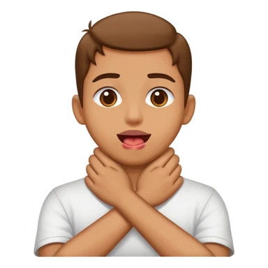 person holding neck crossed hands tongue out  sticker