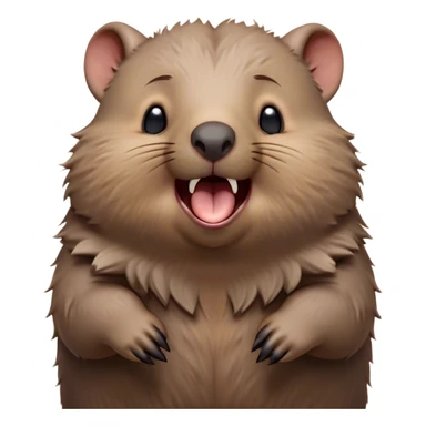 Cinematic Cute Yawning Wombat Portrait Emoji, Head tilted slightly with a dramatic, wide-open yawn, showcasing a soft, downy shaggy brown fur with drooping ears, round eyes barely open in drowsy contentment, Simplified yet irresistibly adorable features, highly detailed, glowing with a soft, cozy glow, high shine, relaxed yet expressive, stylized with a touch of rustic charm, bright and endearing, soft glowing outline, capturing the essence of a sleepy yet affectionate wombat, so drowsy it feels like it could stretch out of the screen and curl up for a nap! sticker