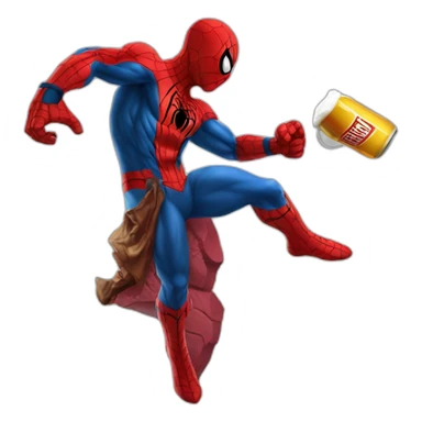 Spider man fight iron man with a beer sticker