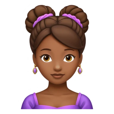 tạo cho tôi emoji tạo hình của công chúa da đen tóc nâu búi tóc 1 bên sticker