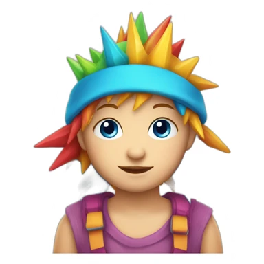 blue eyed Child with colorfull spikes hat sticker