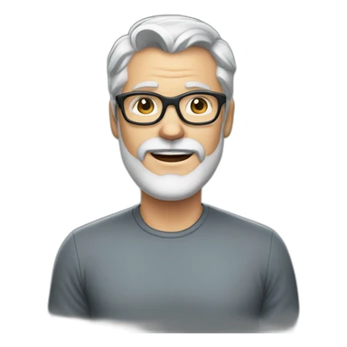 40 year old white man with grey hair and grey beard and dark glasses, KITCHEN sticker