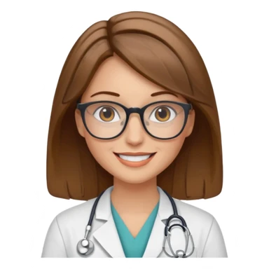 doctor woman with brown hair with blonde highlights, she has glasses sticker