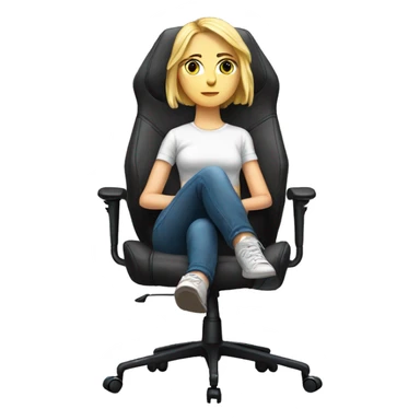white girl on a big gaming chair thinking  sticker