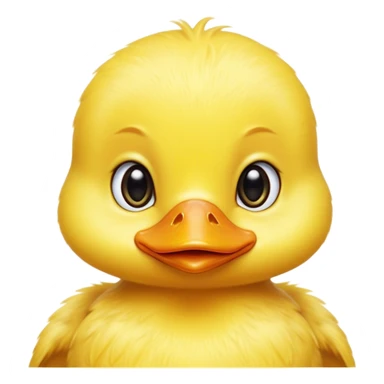 Cinematic Noble Yellow Baby Duck Portrait Emoji, Poised and regal, with a tiny, delicate build and a vibrant, well-groomed bright yellow downy coat, deep-set soulful bright eyes, Simplified yet sharp and sophisticated features, highly detailed, glowing with a soft, dignified glow, high shine, intelligent and charming, stylized with an air of youthful elegance, focused and attentive, soft glowing outline, capturing the essence of a watchful and confident little duckling, so majestic it feels as though it could peep out of the screen with effortless authority! sticker