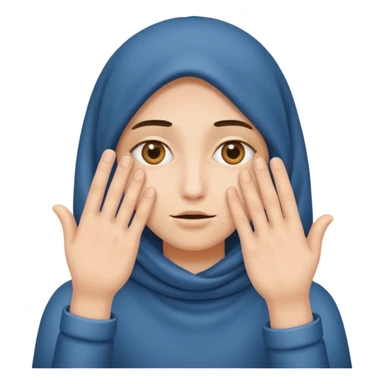 Covering the face with hands and peeping through your finger sticker