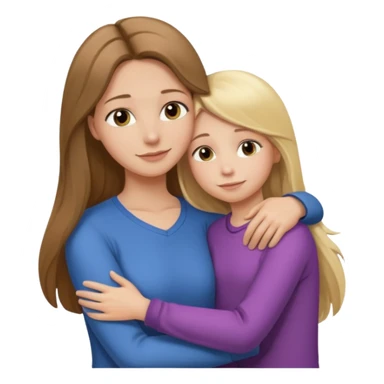 A beautiful mother with long brown hair hugging her cute 12yr old blonde hair daughter sticker