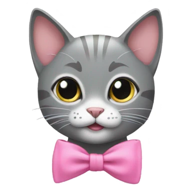 Grey cat in nature with pink bow  sticker