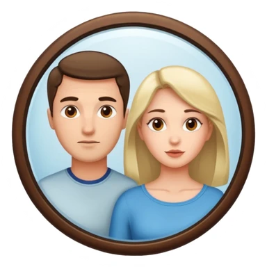 Woman in front. Man in mirror. The man and the woman look similiar. They are directly looking at each other sticker